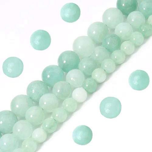 Miniatura 2 de 60 cuentas de 15⁄64 pulgadas (6 mm) de piedra natural de jade verde birmano con cuentas de piedra preciosa de jade para sanación de energía. Cuentas