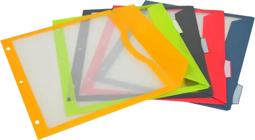 Miniatura 6 de C-Line Bolsillos para carpetas de 5 pestañas con pestañas de índice para escribir, colores surtidos, 8.5 x 11 pulgadas, 5 bolsillos por juego
