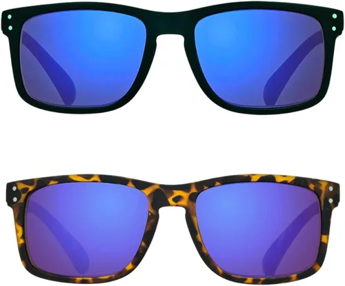 Miniatura 10 de proSPORT Lentes de sol de lectura para lectores con montura de cuerno con lentes de espejo azul para hombres y mujeres, no bifocales