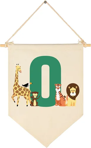 Miniatura 19 de Bandera personalizada de animales del bosque, regalos para bebé, niño, niña, recién nacido, banderín de safari de selva, letrero de pared, regalos