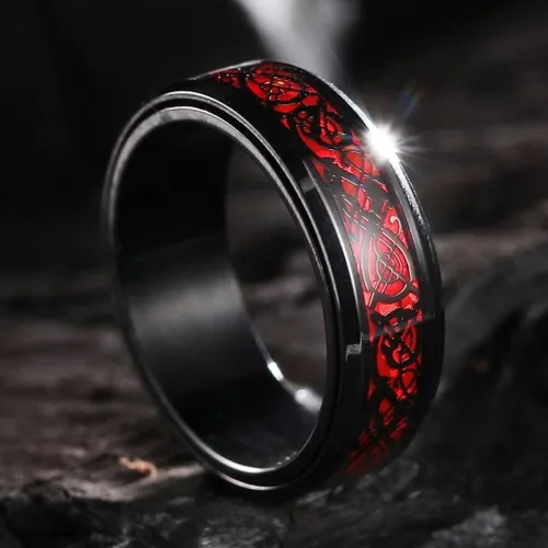 Miniatura 46 de King Will Anillo giratorio de acero inoxidable 316L para hombres y mujeres, 0.315 in de dragón/nudo celta, anillo para ansiedad para aliviar