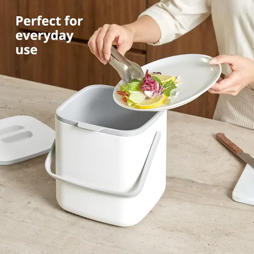 Miniatura 3 de BLUE GINKGO - Basurero de cocina para compost [5L / 1.32 GAL] – Cubo de desperdicios de alimentos sin filtro, hermético a olores, con asas