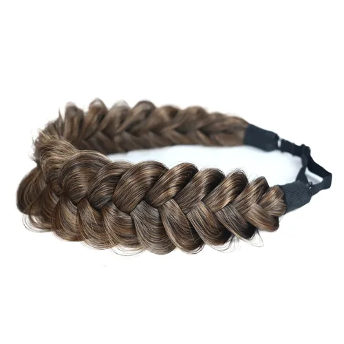 Miniatura 5 de Diadema trenzada de 2 hebras, clásica, gruesa, trenzada, ancha, elástica, elástica, de calidad, sintética, trenzada, para mujeres y niñas