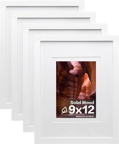 Miniatura 43 de Egofine - Juego de 4 portarretratos 8 x 10 pulgadas de madera maciza y cubierta de plexiglás de 4 x 6/5 x 7 pulgadas con paspartú u 8 x 10 pulgadas