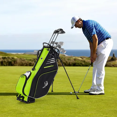 Miniatura 6 de ANNCORD Bolsa de golf con divisores superiores de 14 vías de longitud completa con soporte, 8 bolsillos, bolsa enfriadora, bolsa de golf impermeable