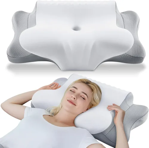 Miniatura 12 de Almohada Cervical para Alivio del Dolor de Cuello - Almohada Ortopédica Ergonómica Refrescante de Doble Cara con Funda de Almohada de Seda de Hielo