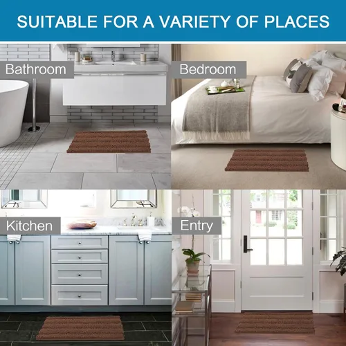 Miniatura 419 de H.VERSAILTEX Tapetes de baño antideslizantes para baño, alfombras de baño extragruesas de felpilla a rayas, tapetes de baño de 47" x 17", alfombras