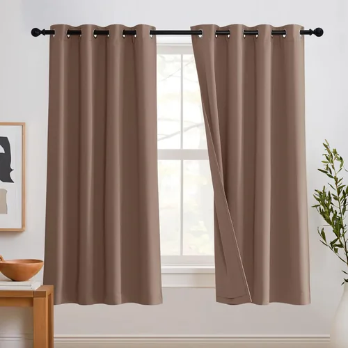 Miniatura 76 de RYB HOME 3 en 1 insonorizadas - oscurecedoras - cortinas de lino con aislamiento, cortinas de ahorro de energía con bloqueo de ruido para Lino blanco