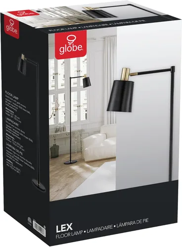 Miniatura 7 de Globe Electric 12916 Lex - Lámpara de pie de 60 pulgadas, color negro, acabado satinado, detalles dorados
