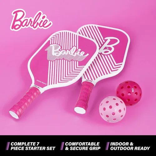 Miniatura 2 de Barbie - Juego de pickleball para 2 jugadores, paletas de madera y bolas de precisión