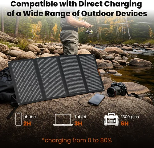 Miniatura 6 de Paneles solares portátiles de 50 W, cargador de panel solar plegable IP68 impermeable con puertos USB-A y USB-C, salida de 18 V CC para pequeña 50