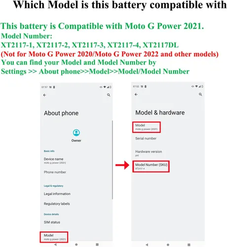 Miniatura 2 de Kits de repuesto de batería para Moto G Power 2021 (nueva actualización) Compatible con Moto G Power 2021 Modelo XT2117 Todos los modelos con kits