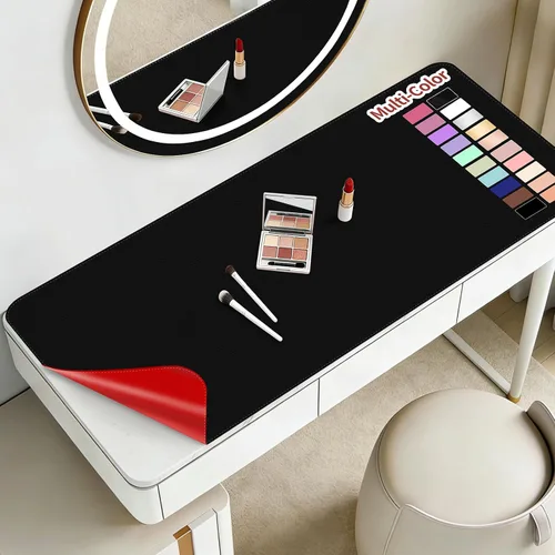 Miniatura 27 de Alfombrilla de maquillaje para tocador para proteger la parte superior del escritorio de 23.6 x 11.8 pulgadas, tapete de maquillaje de doble cara