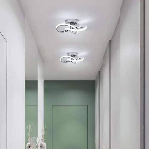 Miniatura 3 de Lámpara de Techo LED Moderna, Lámpara de Techo de 22W LED 6500K Blanco Frío Diseño Espiral para Pasillo de Corredor Balcón Cocina (Plateado)