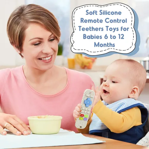 Miniatura 7 de Mordedores para aliviar la dentición, juguetes para bebés de 3 a 6 a 12 meses, regalos de silicona de grado alimenticio, control remoto, juguetes