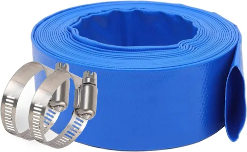 Eastran Manguera de retrolavado azul de 3 pulgadas de diámetro x 50 pies para piscinas, 5 pulgadas de ancho cuando la manguera de piscina se coloca