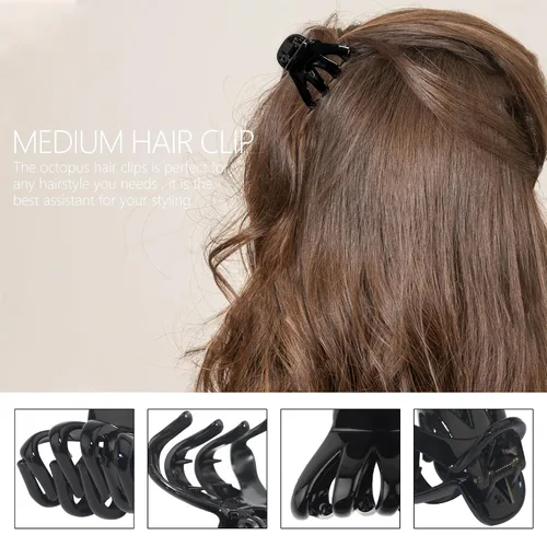 Miniatura 3 de 9 pinzas para el pelo de pulpo de 1.6 in, medianas y pequeñas, pinzas para el cabello ámbar Aceessories antideslizantes, agarres fuertes