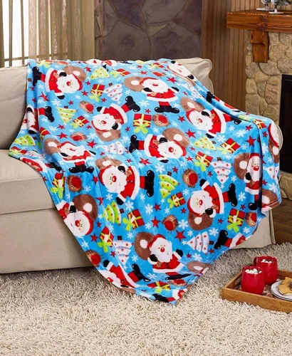 Miniatura 15 de Manta navideña de muñeco de nieve azul, 50 x 60 pulgadas, forro polar sherpa de microfelpa ultrasuave, decoración navideña y regalo para sofá, cama