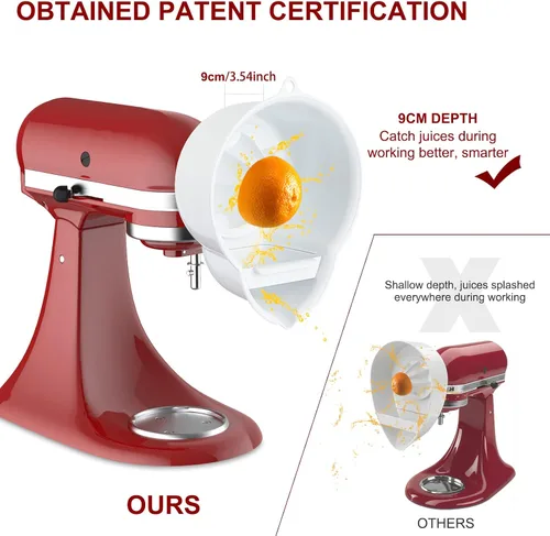 Miniatura 5 de Accesorio de exprimidor para batidora de pie KitchenAid con colador de 2 tamaños, accesorio de jugo cítrico para batidora de pie KitchenAid