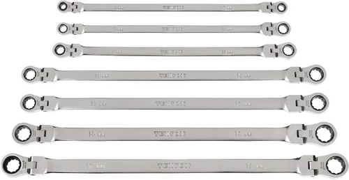 Miniatura 8 de TEKTON WRB96000 - Juego de llaves de extremo de caja de trinquete de 12 puntos, cabezal flexible largo, 6 piezas (1/4-13/16 pulgadas) WRB96000