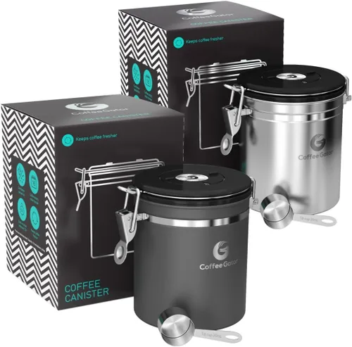 Miniatura 12 de Coffee Gator - Recipiente hermético de café de acero inoxidable de 22 oz para almacenamiento de alimentos en la cocina con rastreador de fecha, Gris