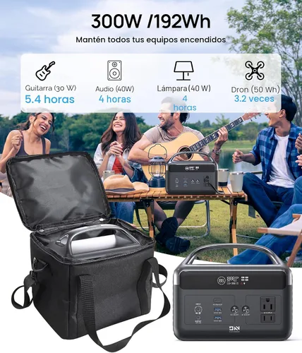 Miniatura 3 de DaranEner Estación de energía portátil LiFePO4 de 192 Wh, generador solar con bolsa de almacenamiento, 2 CA 300 W (sobretensión de 600 W), USB-C 60
