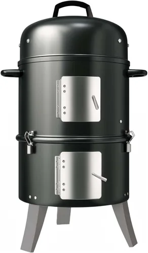 GasOne - Ahumador vertical con termómetro – Ahumador de carbón resistente de 16 pulgadas – Ahumador multiusos para barbacoa de carbón para