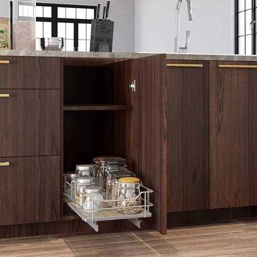 Miniatura 4 de Home Zone Living Organizador de armario de cocina extraíble con cajón deslizante para ahorrar espacio, 11 pulgadas de ancho x 21 pulgadas de largo