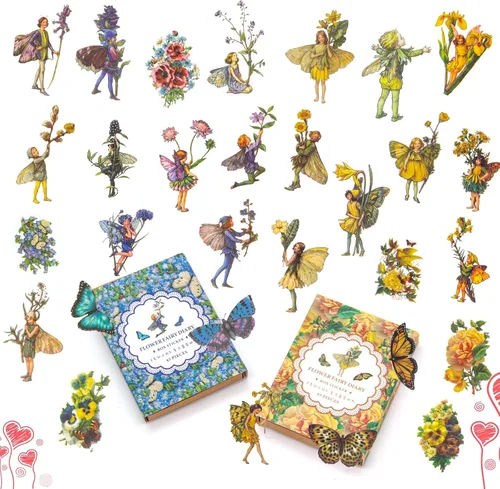 Miniatura 8 de 90 piezas de calcomanías de hadas para álbum de recortes, parche de hada transparente de flores para álbumes de recortes, cuaderno a mano, estuche