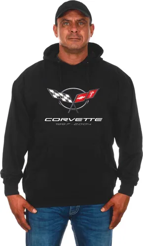 JH DESIGN GROUP Sudadera con capucha Chevy Corvette para hombre, con logotipo de la serie C5, color negro, Negro -