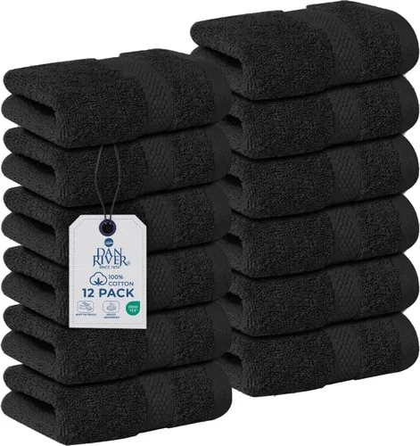 Miniatura 31 de DAN RIVER Paquete de 12 toallas faciales 100% algodón de alta calidad para baño, paños reutilizables para ducharse, 12 x 12 pulgadas, paños de lujo