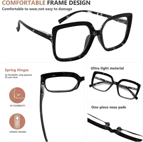 Miniatura 4 de Eyekepper Gafas de lectura para mujer, paquete de 4 lentes de lectura de marco grande, de gran