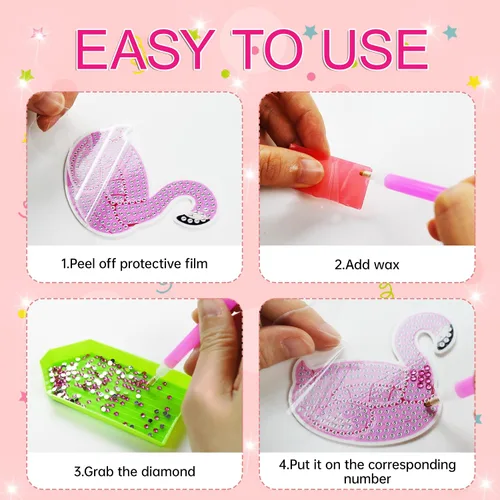 Miniatura 5 de Mlife 6 imanes de arte de diamantes, kits de arte de diamantes para nevera para adultos, niños pequeños, pequeños kits de arte de diamantes