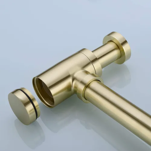 Miniatura 3 de Trampa redonda de latón para botella P, kit de tubo de drenaje de trampa de desechos para lavabo, altura ajustable, acabado dorado cepillado