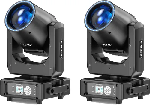Miniatura 10 de 350W 7R Luz de haz con cabeza móvil y tira LED RGB, control DMX512, sonido activado, efecto de prisma, niebla, arcoíris, 48 prismas y 14 gobos, 14