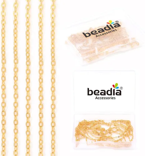 Miniatura 18 de Beadia - Cadenas ovales bañadas en oro de 18 quilates de 5 mm y 1 metro para la fabricación de joyas Cadena ovalada O