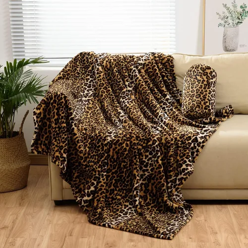 Miniatura 19 de Bnuitland Manta de franela con estampado de vaca marrón (50x70 pulgadas) con bolsa de almacenamiento, manta decorativa de doble cara súper suave