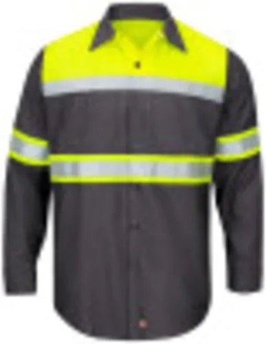 Red Kap Camisa de trabajo Hi-vis Ls Colorblock Ripstop Tipo O, Clase 1 para hombre