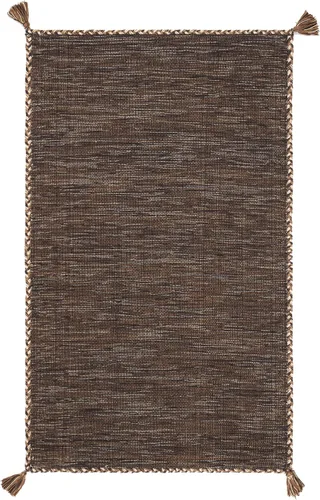 Miniatura 19 de SAFAVIEH - Alfombra decorativa de la colección Montauk, 2 x 3 pies, color beige y negro, tejido plano de algodón hecho a mano con borlas