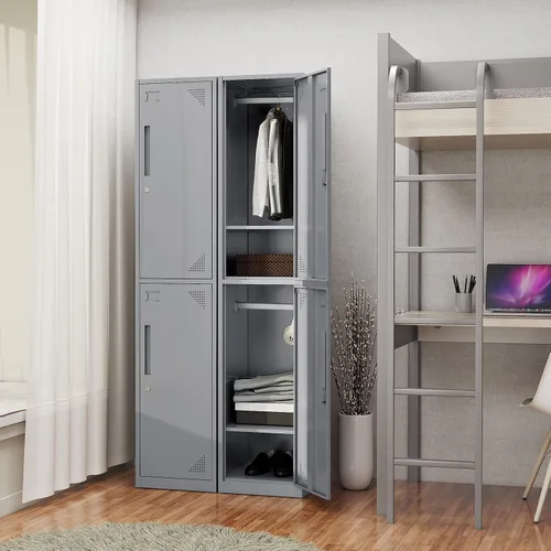 Miniatura 2 de PEUKC Armario de almacenamiento de metal, armario de almacenamiento de 71 pulgadas de alto para empleados, gabinete de acero con cerradura y llaves