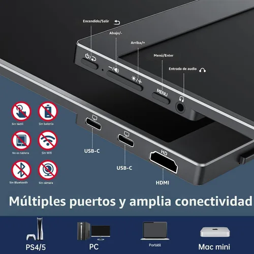 Miniatura 4 de cocopar Monitor portátil de 15.6 pulgadas 1080P FHD 60Hz 85% sRGB Monitor de viaje con altavoz HDMI USB-C segunda pantalla para computadora portátil