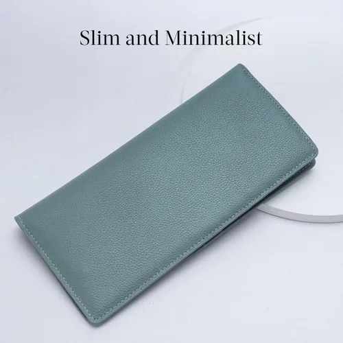 Miniatura 2 de Bveyzi Billeteras de cuero ultrafino con bloqueo RFID para tarjetas de crédito, billetera plegable para mujer