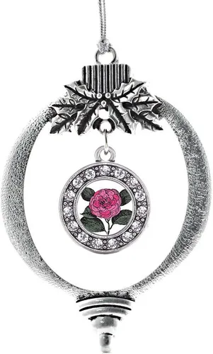 Miniatura 149 de Inspired Silver - Bonita bandera estadounidense - Adorno de Navidad plateado - Adorno de árbol de Navidad con dije circular con circonita cúbica
