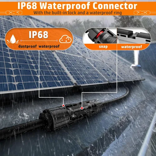 Miniatura 6 de PEBA Kit de herramientas de prensado, crimpadora solar para cable de panel solar AWG 16-10, con 6 pares de conectores solares IP68 y 1 par de llave