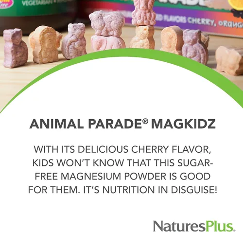 Miniatura 3 de NaturesPlus Animal Parade MagKidz, sabor a cereza, 0.38 libras, suplemento de magnesio en polvo para niños, apoyo para la salud ósea y muscular, sin