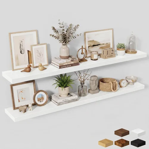 Miniatura 70 de Estantes flotantes de 48 pulgadas para pared, estante de chimenea de 10 pulgadas de profundidad, estantes flotantes de madera para pared, estantes
