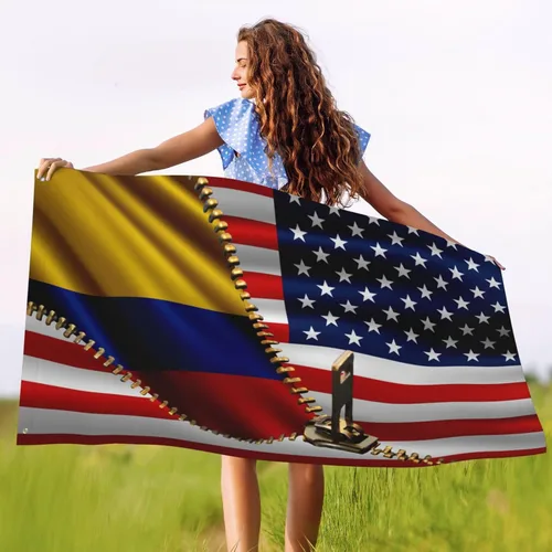 Miniatura 5 de Bandera de Estados Unidos y Colombia Colombiana Banderas para exteriores de 3 x 5 pies, tres capas de tela de costura de doble cara, impresión de 3