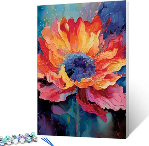 Miniatura 22 de Pintura al óleo DIY pintar por números para adultos principiante flores amarillas pintura por números antiestrés pintura digital al óleo, pintura