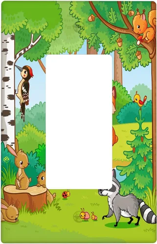 Miniatura 30 de Arctic Animals - Placa de interruptor de luz de 1 banda, lindo sello de dibujos animados, pingüino, oso polar, placa de pared individual basculante