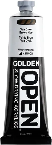 Miniatura 32 de GOLDEN OPEN Acrílicos de secado lento, Siena cruda, tubo de 2 fl oz, Pintura acrílica profesional, semiopaca Tierra de sierra natural